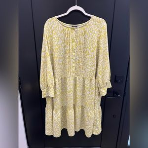 Who What Wear Yellow Tiered Swing Dress